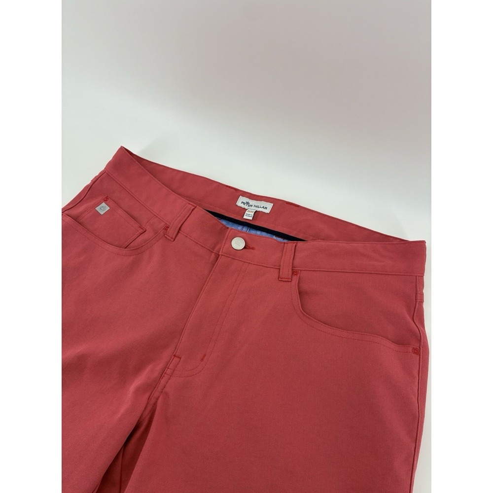 Peter Millar EB66 Five Pocket Pants 33X32 Salmon Pink Flat Front Straight Leg